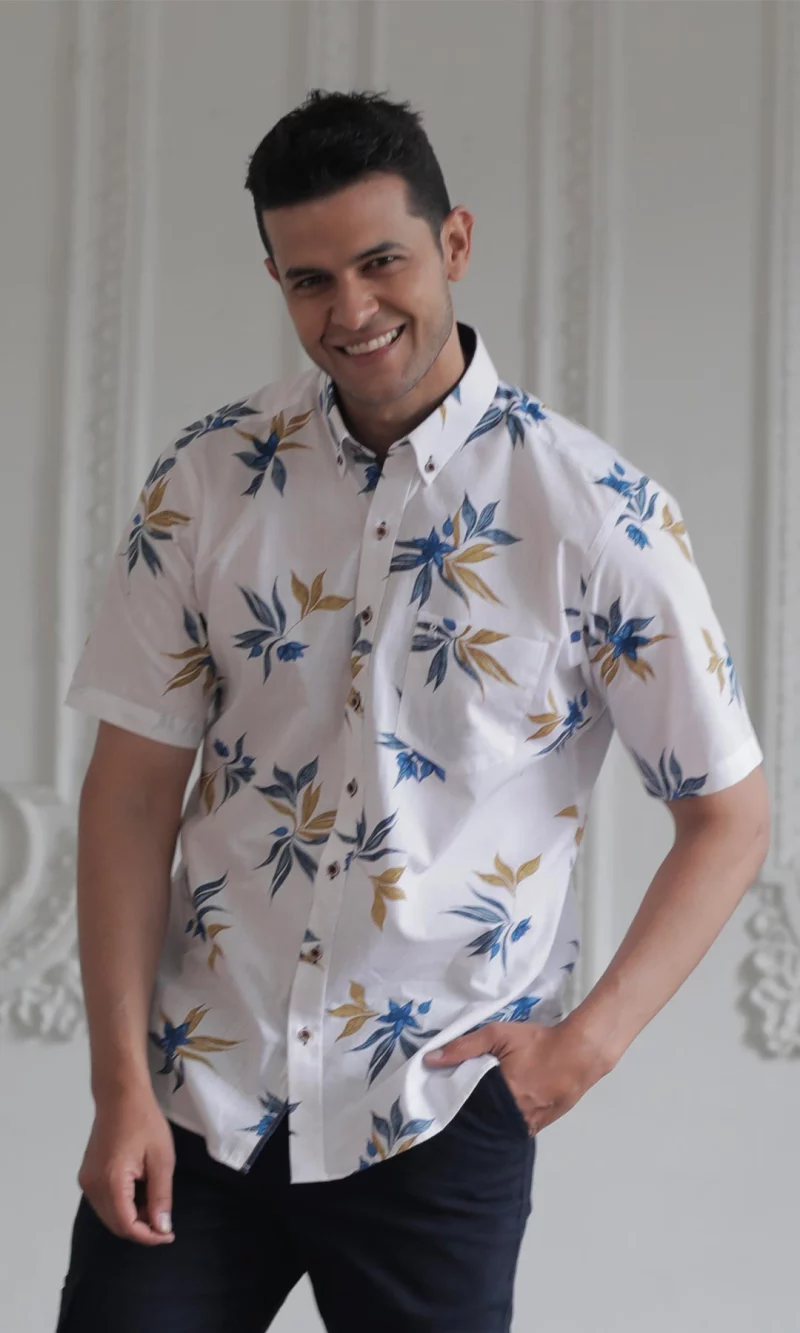 Camisa hombre manga corta estampada