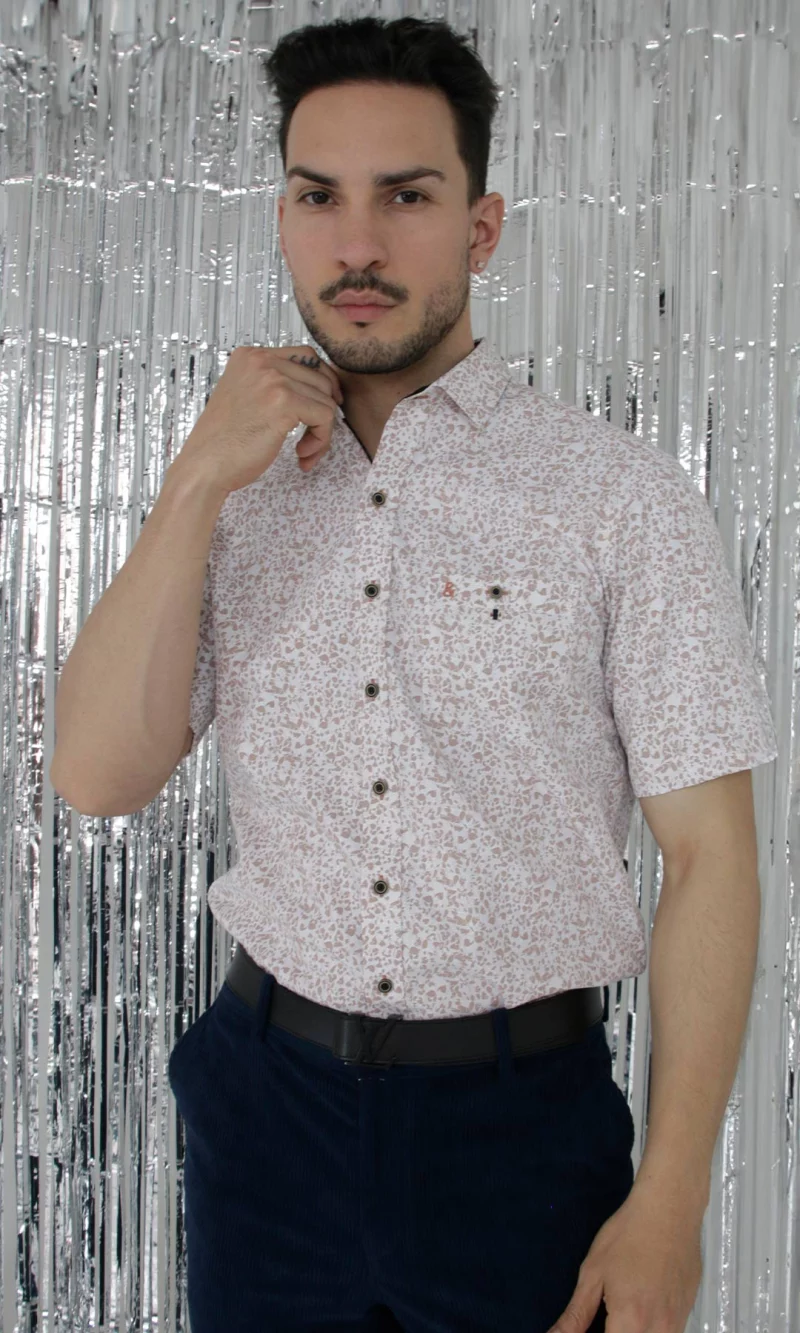 Camisa hombre manga corta estampada